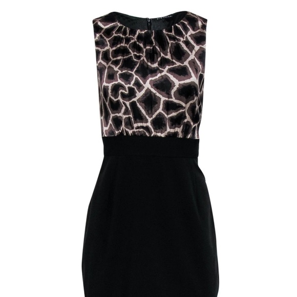 Tahari Mini dress Giraffe Animal print black Sleeveless Mobwife S - Picture 2 of 7